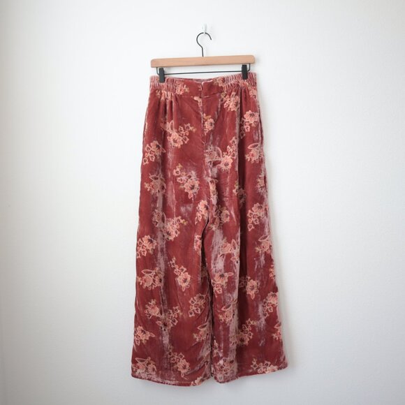 Anthropologie Hutch Velvet Burnout High Waist Wide Leg Floral Pants | M - Picture 9 of 11